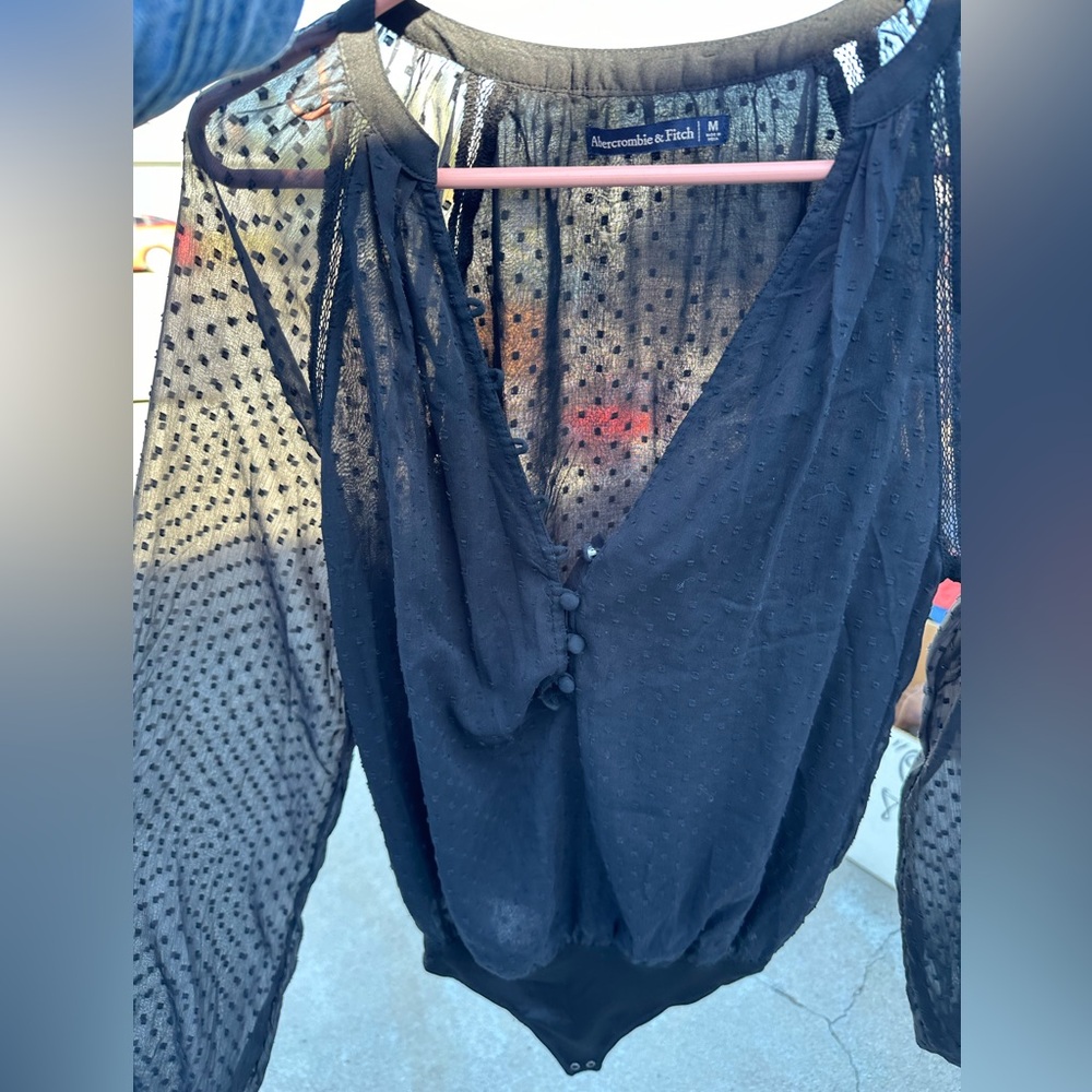 Black Eyelet Bodysuit- Abercrombie